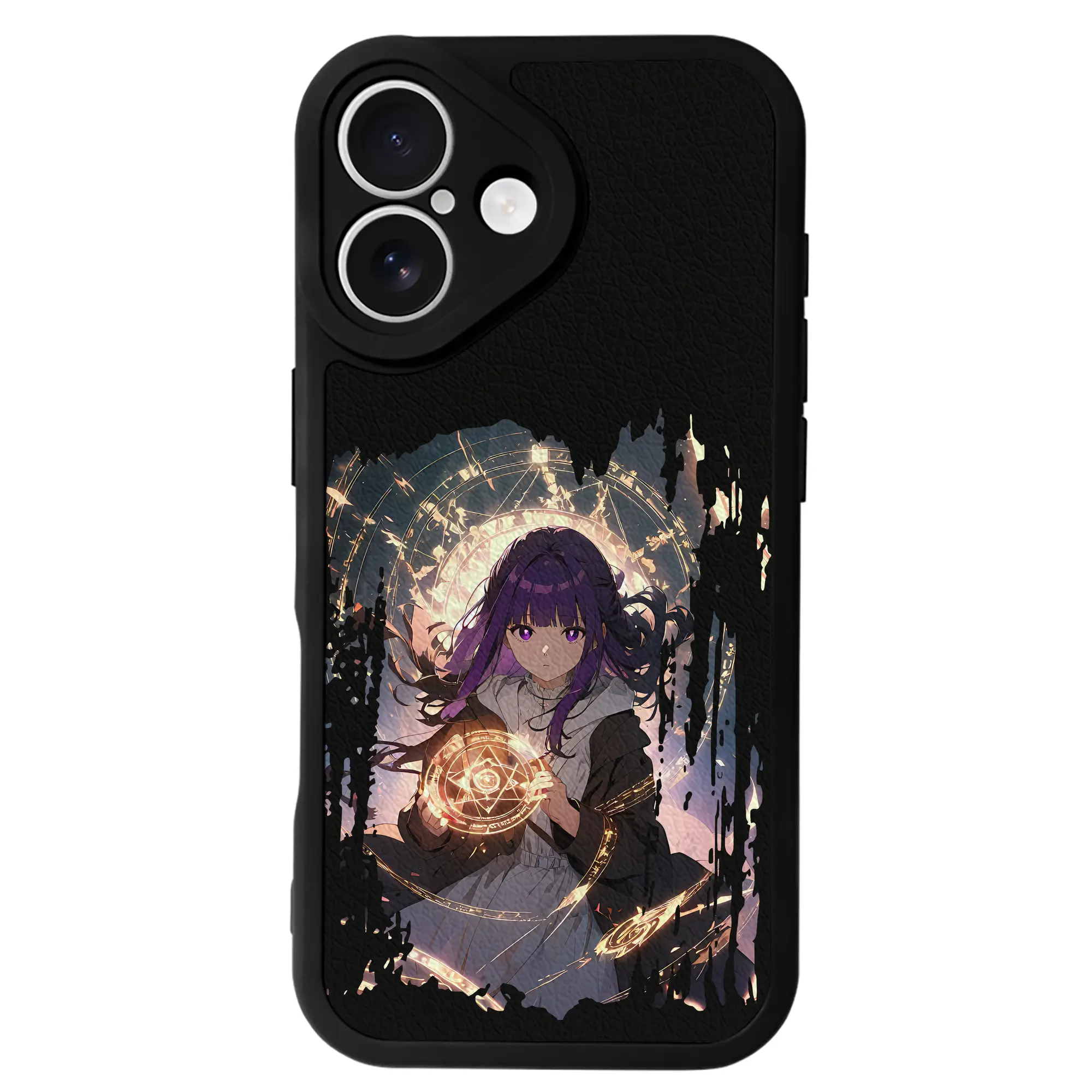 葬送のフリーレン（Frieren） グッズ,フェルン（Fern） - IPhone 16シリーズ対応 ・ シリコンスマホケース ・ レザー調 ・ 高精度フィット ・ 耐衝撃 ・ ワイヤレス充電対応 ・ 精密カット